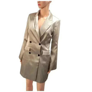 H&M Long Beige Double-Breasted Blazer